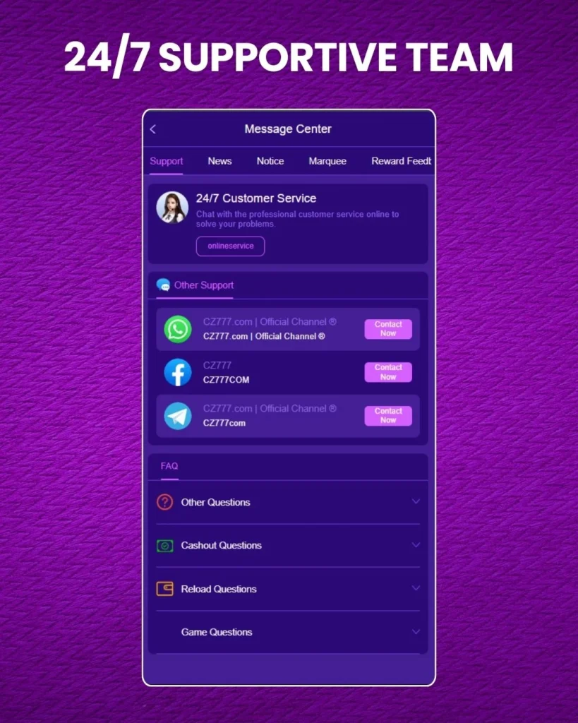 CZ777 Game APK 24/7 Customer Support